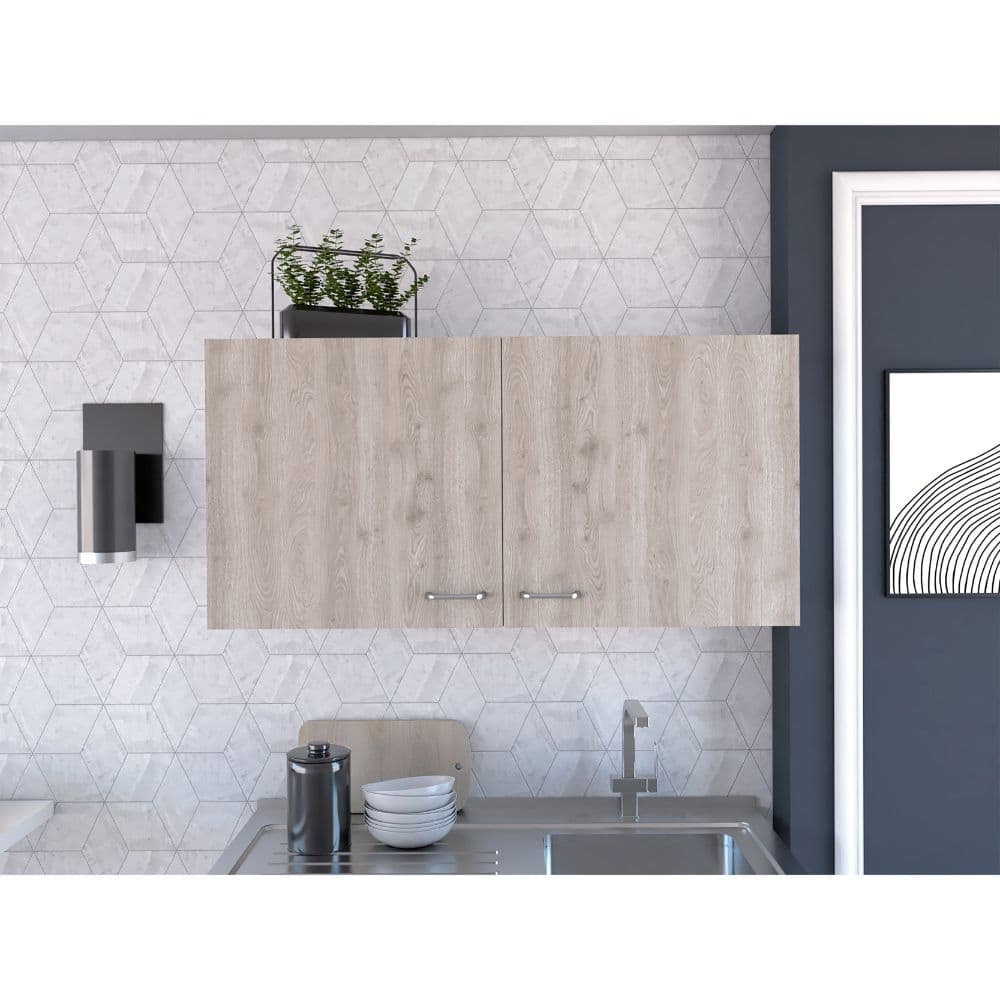 White and Light Grey 2-Door 2-Compartment Wall Cabinet