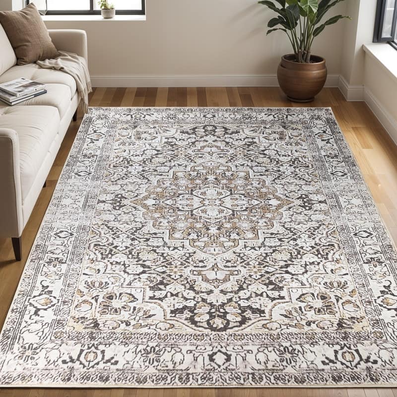Superior Elodie Geometric Floral Medallion Indoor Area Rug