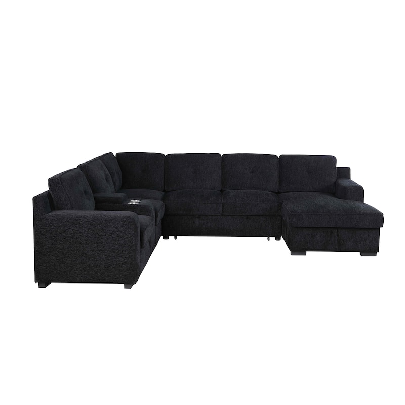 Oversized U Shaped Sleeper Sectional Sofa Pull Out Couch Bed