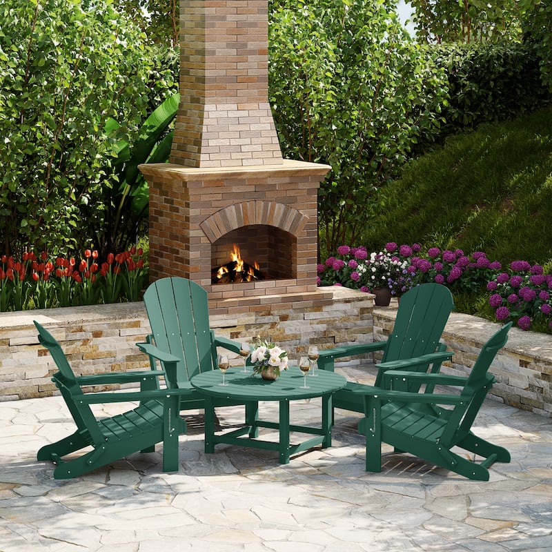 Laguna Outdoor 5-Piece Adirondack Chair With Round Coffee Table Conversation Set