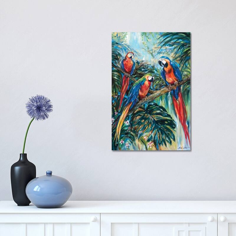 iCanvas "Parrot Choir" by Linda Olsen Canvas Print - 18x12x1.5