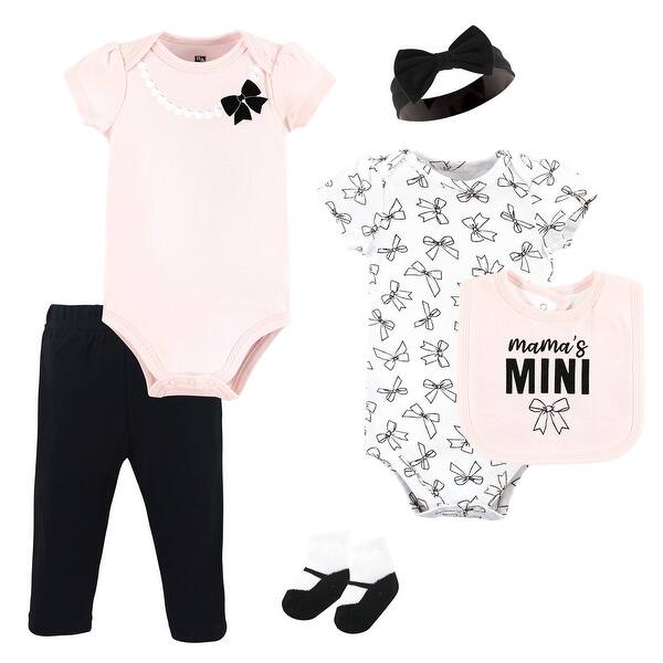 slide 1 of 1, Hudson Baby Infant Girl Cotton Layette Set, Mamas Mini Bows 0-3 Months - Mamas Mini Bows