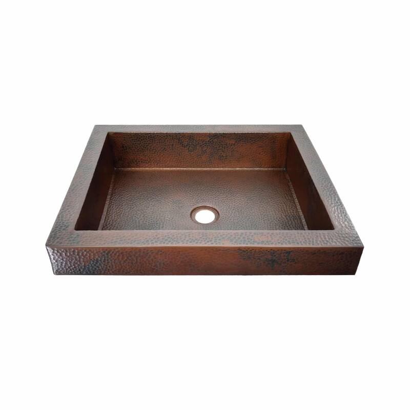 Tatra Hand-Hammered Copper Drop-in Bathroom Sink - 20 x 16 x 4.5