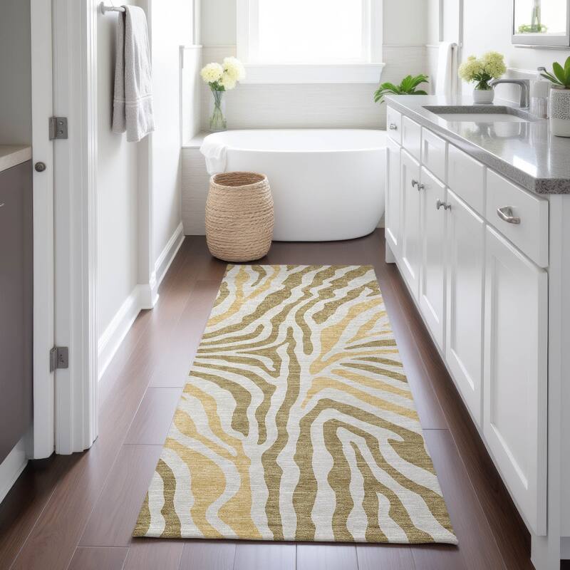 Machine Washable Indoor/ Outdoor Modern Prints Chantille Rug