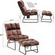 preview thumbnail 35 of 67, MCombo Accent Chair with Ottoman,Velvet Modern Side Pocket Metal Legs Club Chair,0014