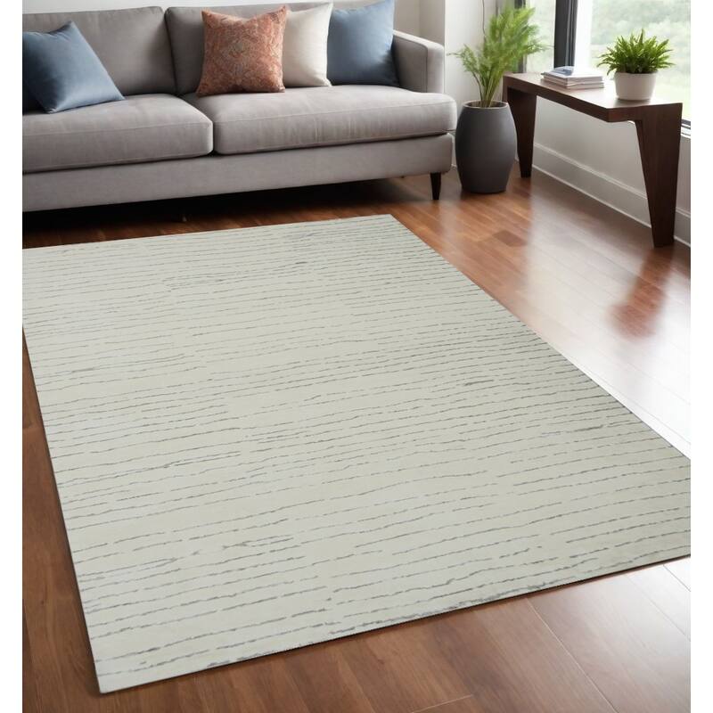 Mufad Power Loomed Distressed Abstract Modern Non Skid Stain Resistant Durable Area Rug By HomeRoots - 5' X 8' - Cream/Onyx - Rectangle