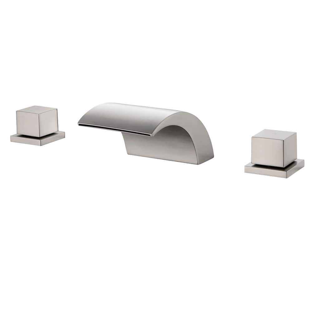 Widespread Bathroom Sink Faucet With Valve 8 Inch Waterfall Bathroom Faucets 3 Holes Modern Double Handle Basin Vanity Mixer Tap