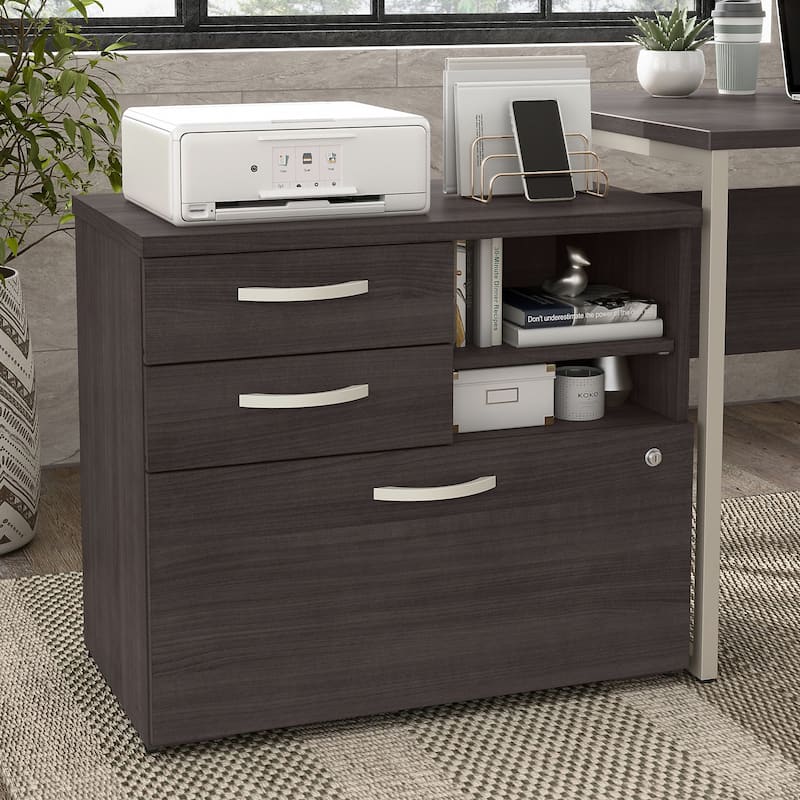 Hybrid Office Storage Cabinet with Drawers by Bush Business Furniture - Storm Gray