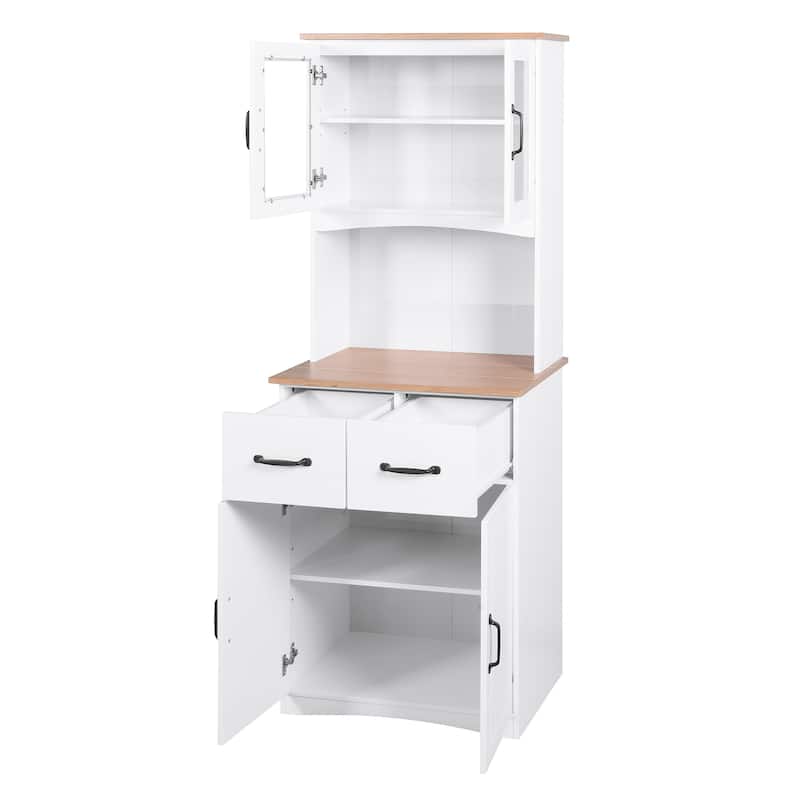Kitchen White Pantry Room Storage Microwave with Framed