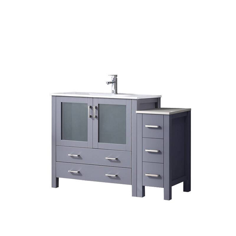 Volez Bath Vanity with Side Cabinet, Ceramic Top & Sink