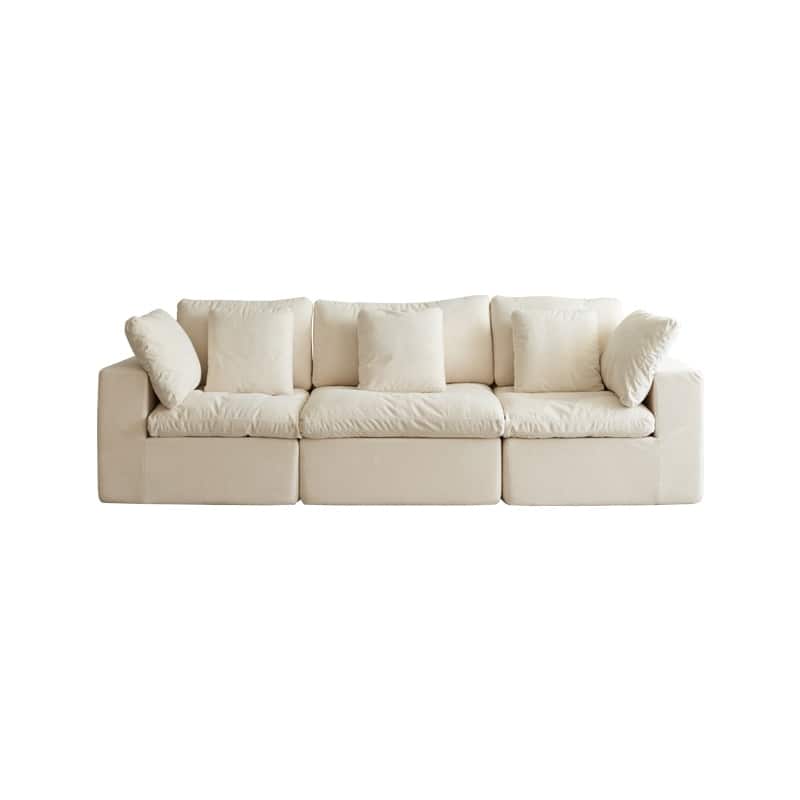 Modular Sectional Sofa with 33D High Density Sponge, Waterproof Flannel Fabric Compression Couch with Square Arms and Pillows