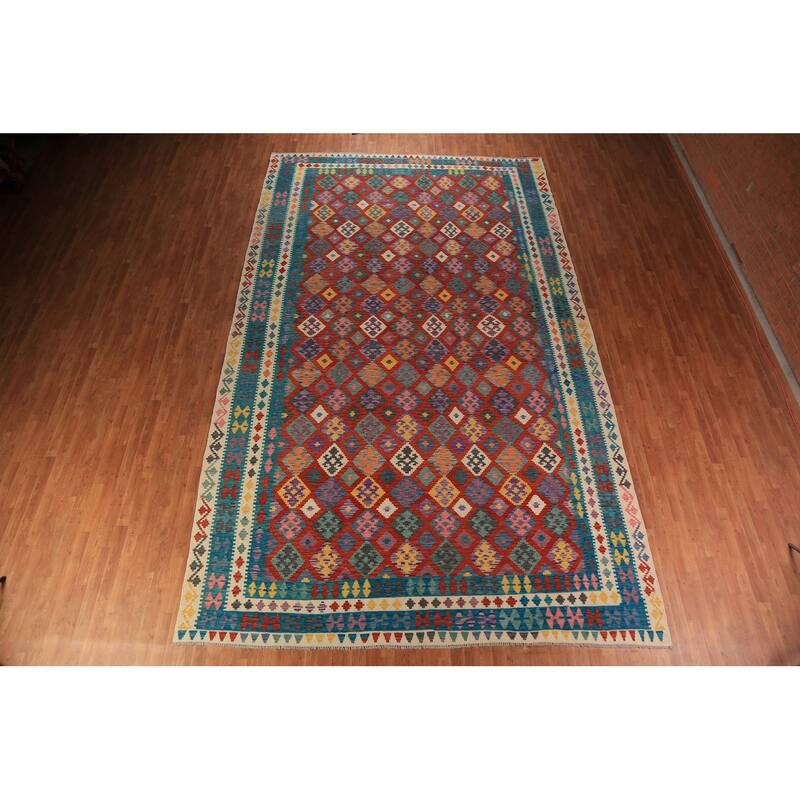 Palace Size Kilim Oriental Rug Hand-Woven Wool Carpet - 9'11"x 16'4"
