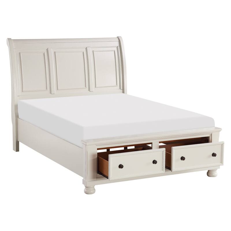 Delia White Sleigh Storage Platform Bed