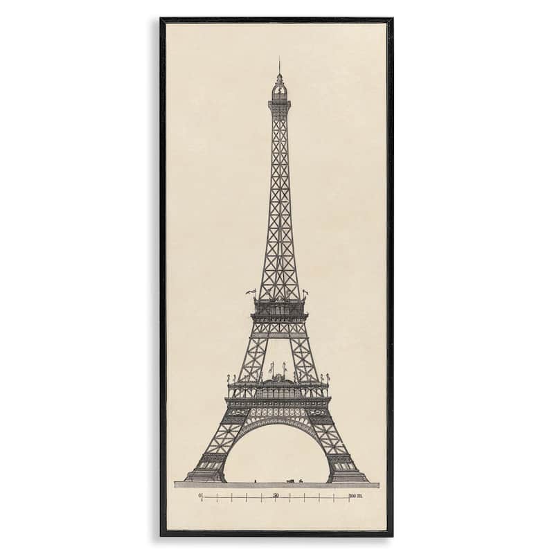 Stupell Parisian Tower Illustration Framed Giclee Art Design By Phillipa Katz - 10 x 24 - Black
