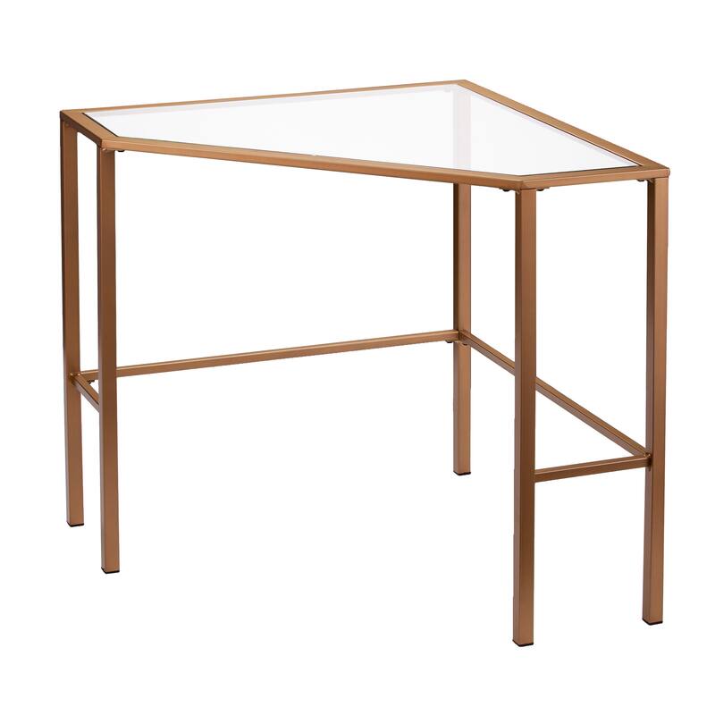 SEI Furniture Kemble Metal/Glass Corner Desk