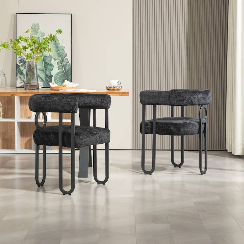 Contemporary Designed Velvet Fabric Upholstered Accent/Dining Chair/Barrel Side Chairs Kitchen Armchair for Living Room set of 2