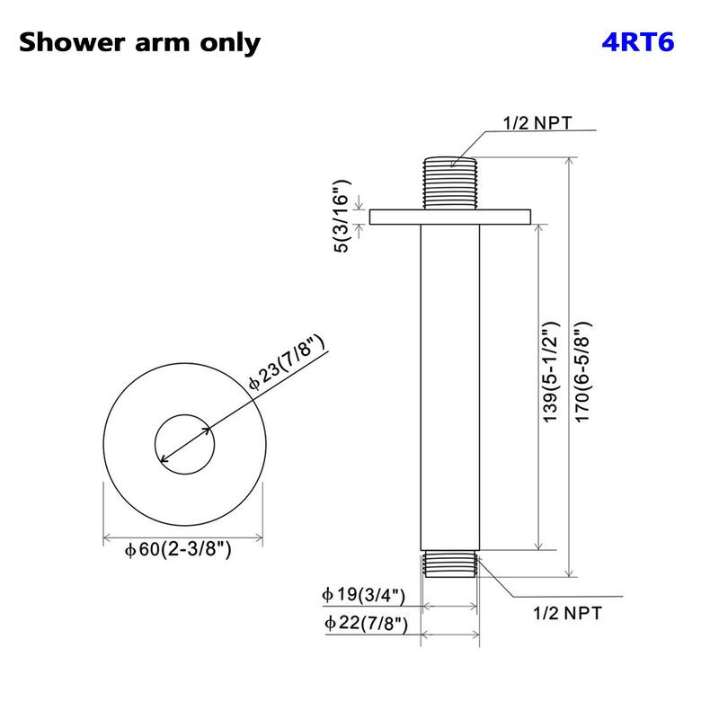 Topcraft Stainless Steel Ceiling Mounted Shower Arm.