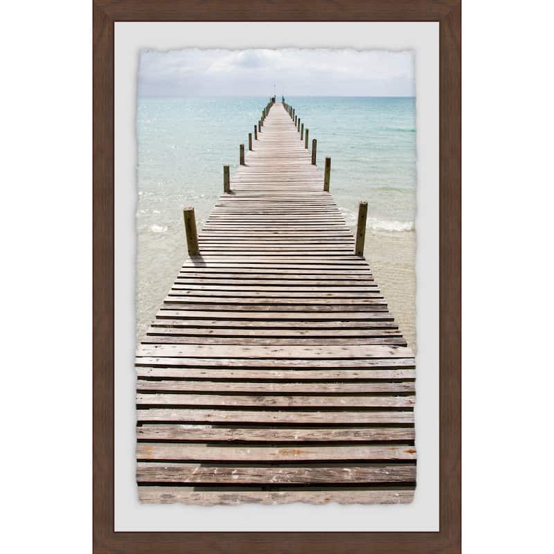 Boardwalk Beach Scene Framed Painting Print - Coastal Wall Art Decor