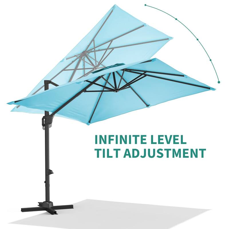 10x10Ft Offset Patio Umbrella, with Adjustable Tilt, 360° Rotating