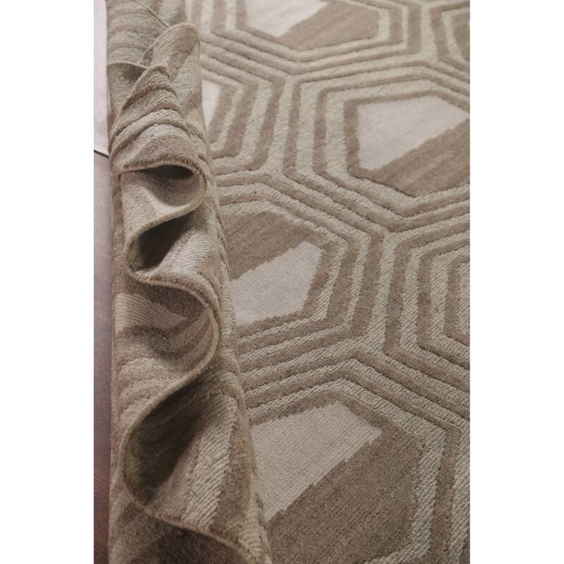 All-Over Geometric Modern Area Rug Handmade Wool Carpet - 8'1"x 9'10"