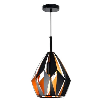 Oxide 1 Light Down Pendant With Black and Copper Finish - Black/Copper