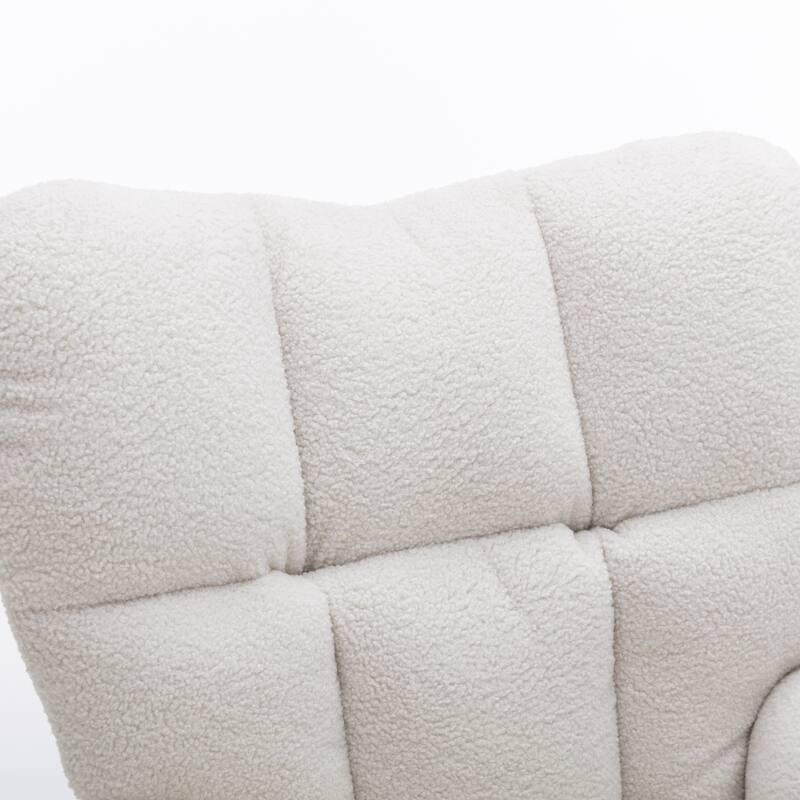 Mid Century Modern Teddy fabric Tufted Upholstered Rocking Chair Padded Seat for Living Room Bedroom