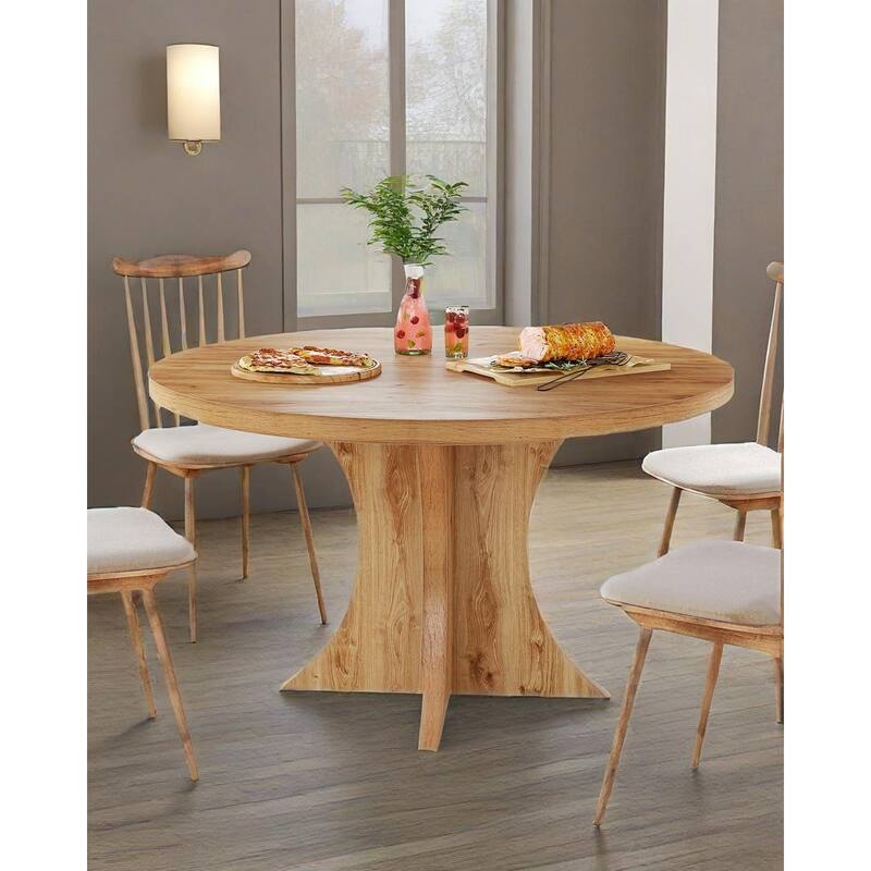 47” Round Particle Board Kitchen Dining Table Perfect to 4-6 People for Meals or Games - 47.24”L x 47.24”W x 29.92”H