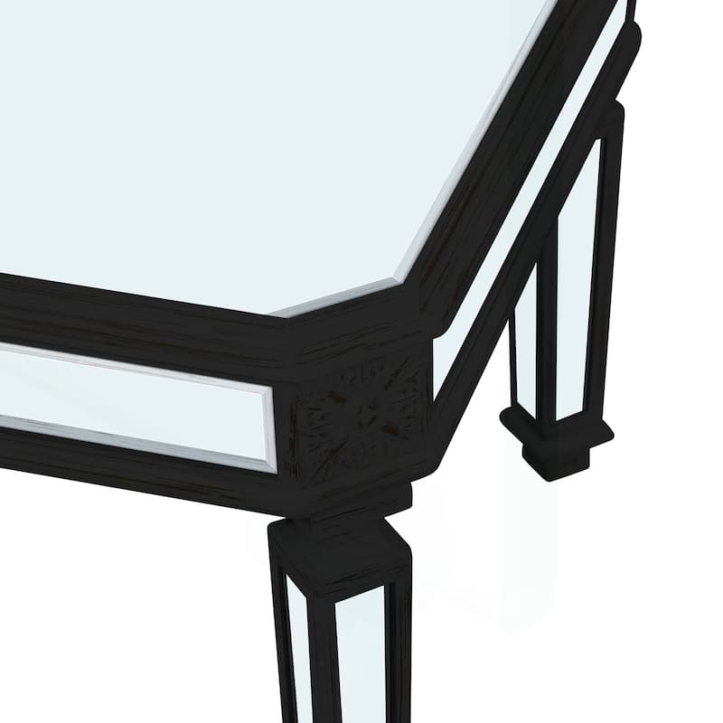 Vintage-Inspired Mirrored Coffee Table with Exquisite Carvings for Living and Office