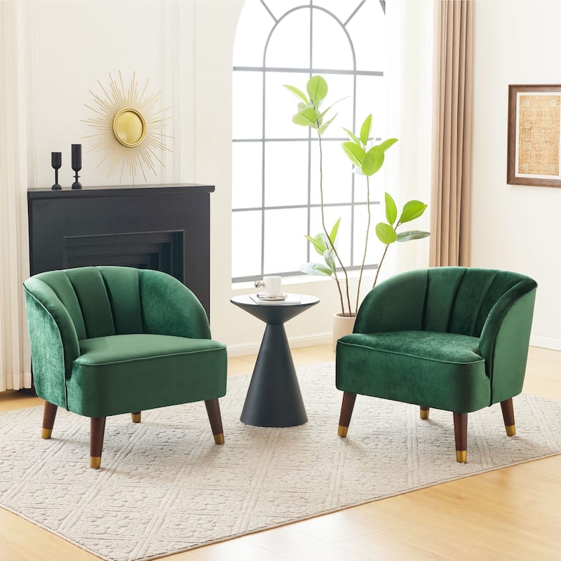 Mokena Modern Upholstered Club Chair (Set of 2) by Christopher Knight Home - Emerald-Velvet