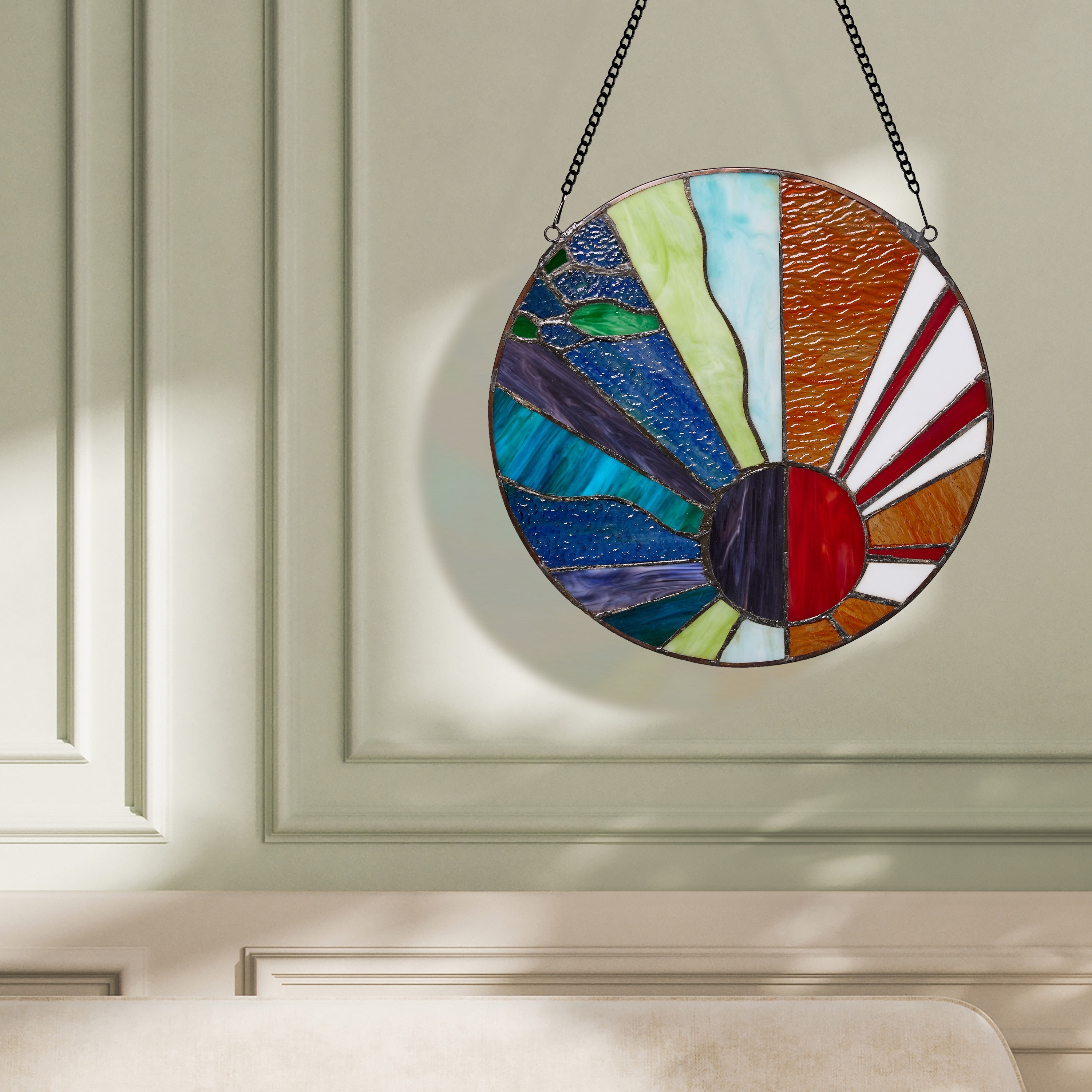 River of Goods 12.75"H Serenity Tiffany-Style Stained Glass Window Panel