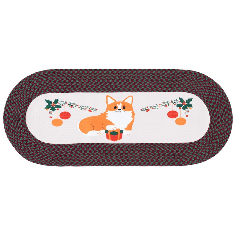 SAFAVIEH Handmade Braided Posters Sawa Machine Washable Rug - 1'8" x 4' Oval - Ivory/Burgundy Red - Oval