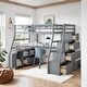 preview thumbnail 2 of 11, Modern Full Size Loft Bed with Cabinet and Desk, 7 Drawers 2 Shelves,Grey