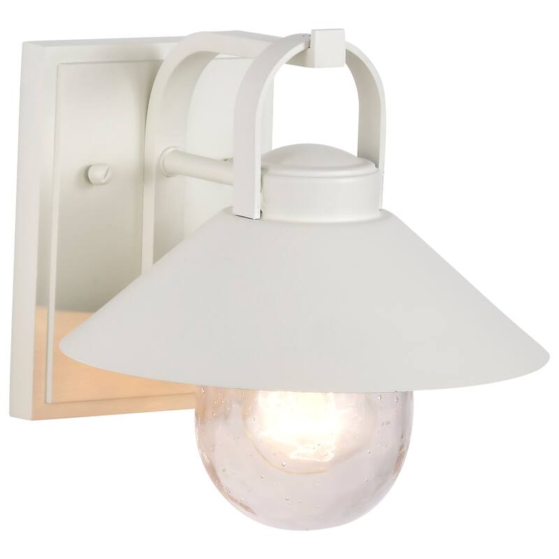 Ridge Small Outdoor Lantern White Finish Clear Seeded Glass