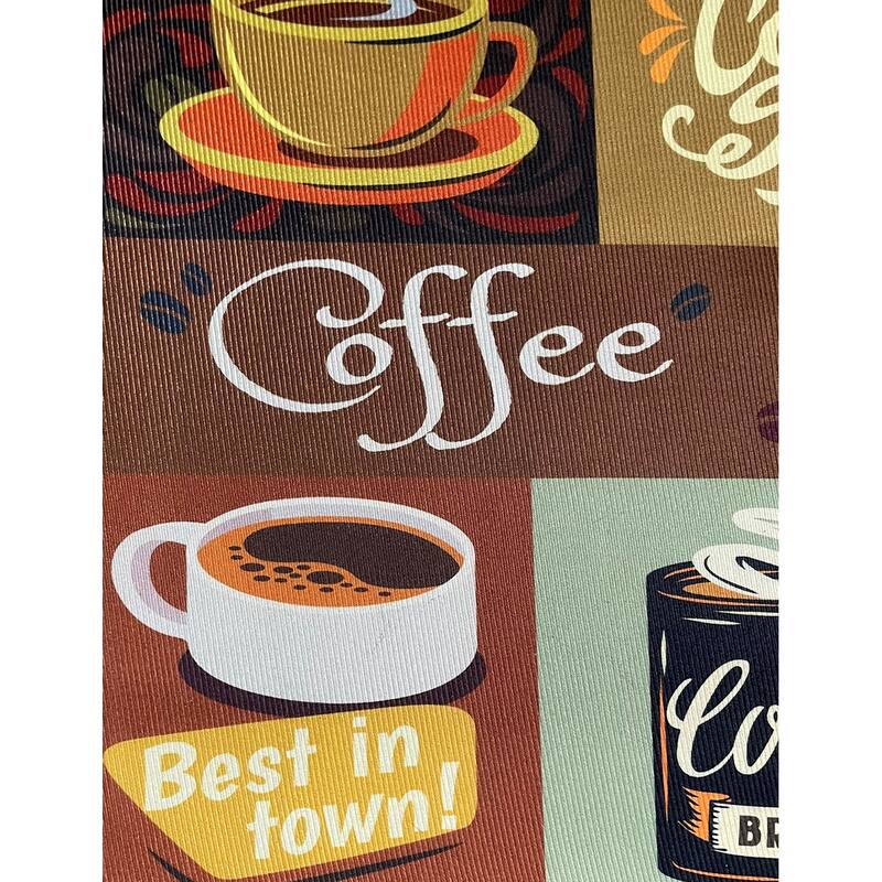 28" x 17" - Multicolor Coffee Modern Non-Slip Washable Low Pile Kitchen Mat - 28" x 17"