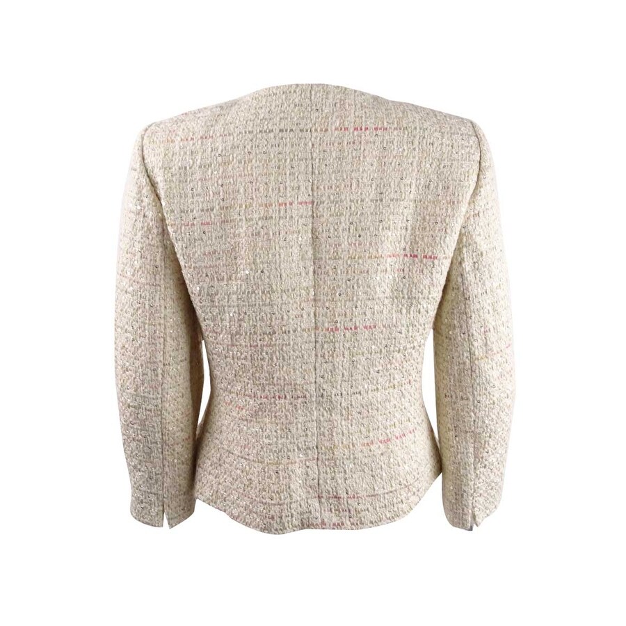Shop Tahari Asl Women S Petite Boucle Jacket Ecru Pink