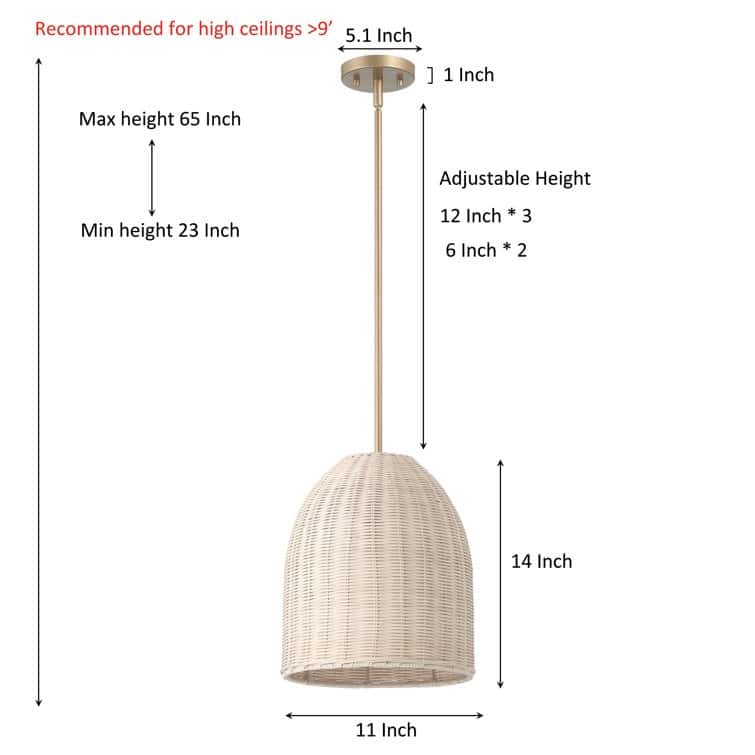 Acroma 1-light Farmhouse Rattan Kitchen Island Pendant