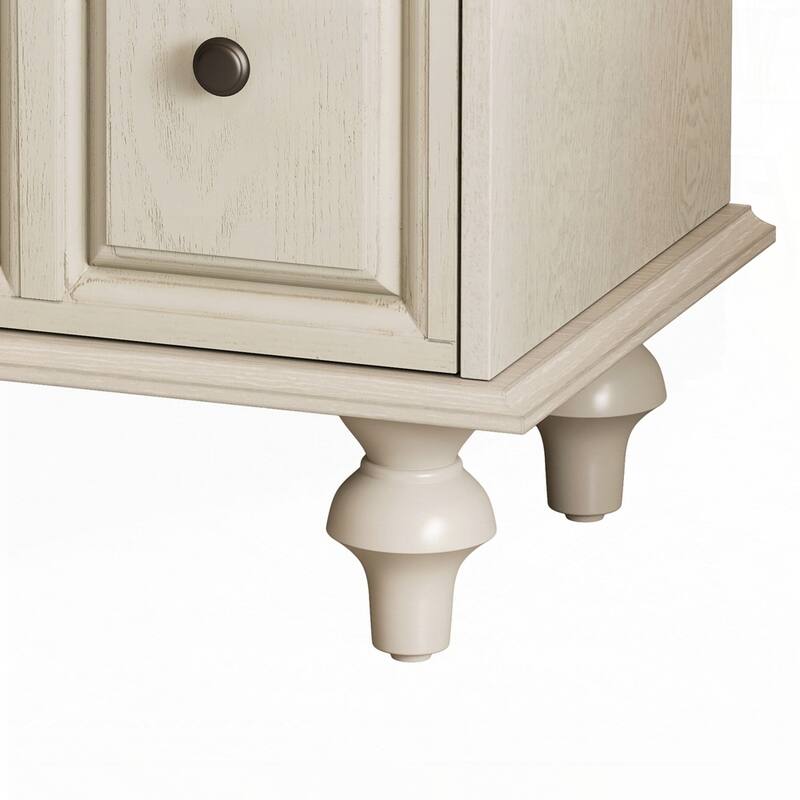 Wood NightStand with Metal Handle