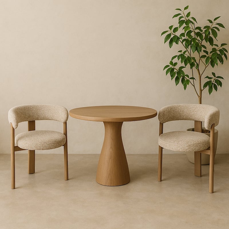 Upholstered 3-leg Wood-look Metal Frame 2pc Dining Chairs - N/A