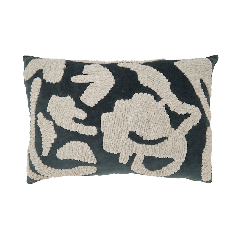Luxe Embroidered Velvet Throw Pillow - Blue-Grey - 16"x24" - Cover Only