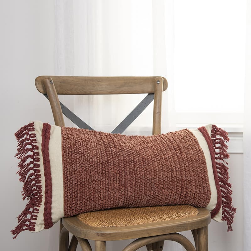 Rizzy Home Striped Macramé Throw Pillow