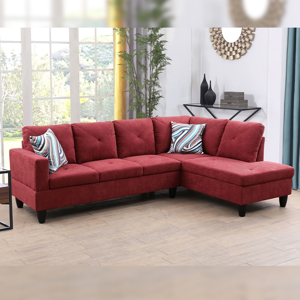 Dark red best sale sectional couch