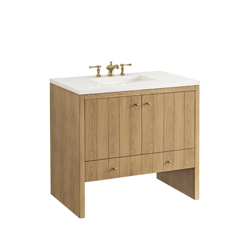 James Martin Vanities 435-V36-3WZ Hudson 36" Free Standing Single - Light Natural Oak - Oak Finish