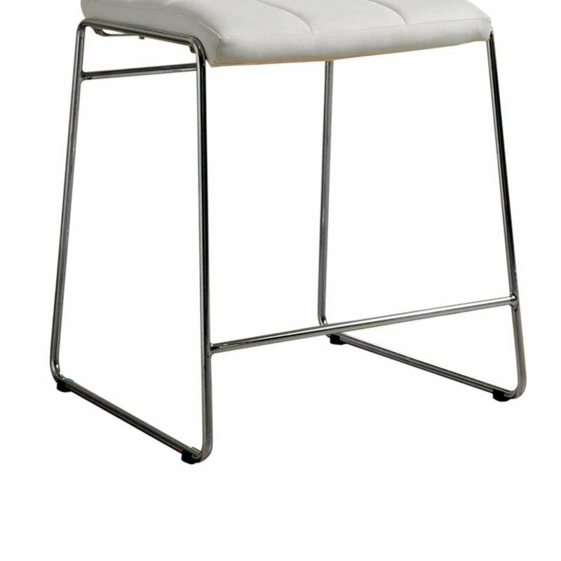 Set of 2 Leatherette Upholstered Counter Hight Chairs in White and Chrome