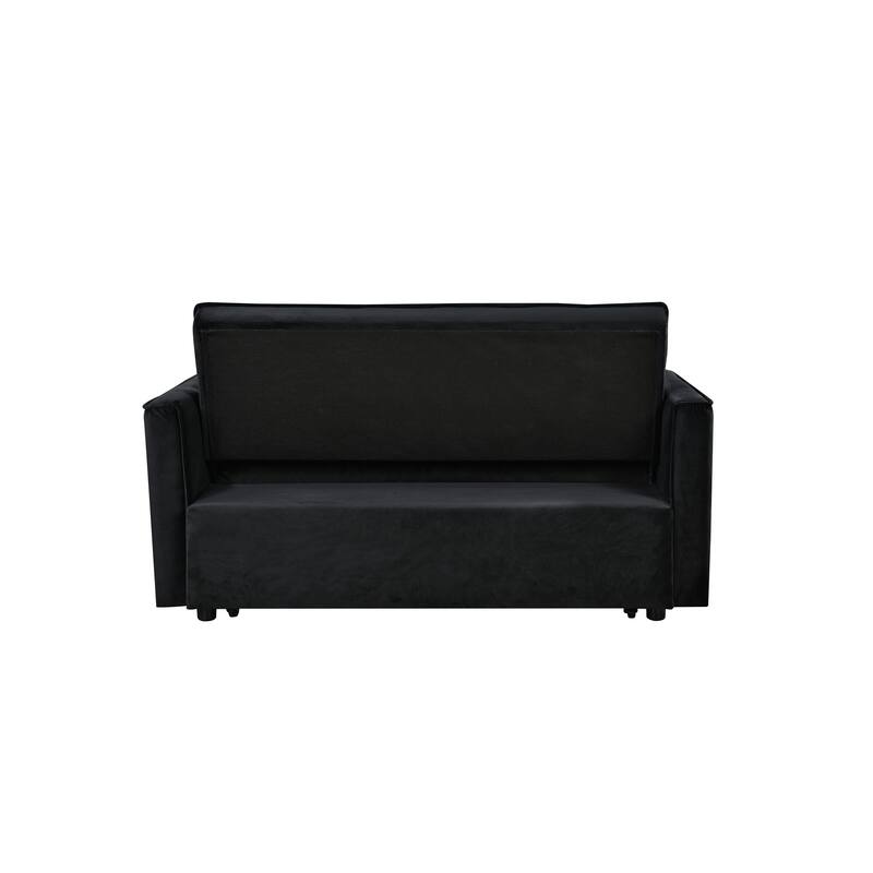 52.75"Velvet 2-Seater Sleeper Sofa with Curved Backrest and Fiber Cotton for Comfort