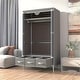 preview thumbnail 2 of 4, Portable Foldable Closet Organizer Hanging Rod Wardrobe with Sturdy Fixed Shelves