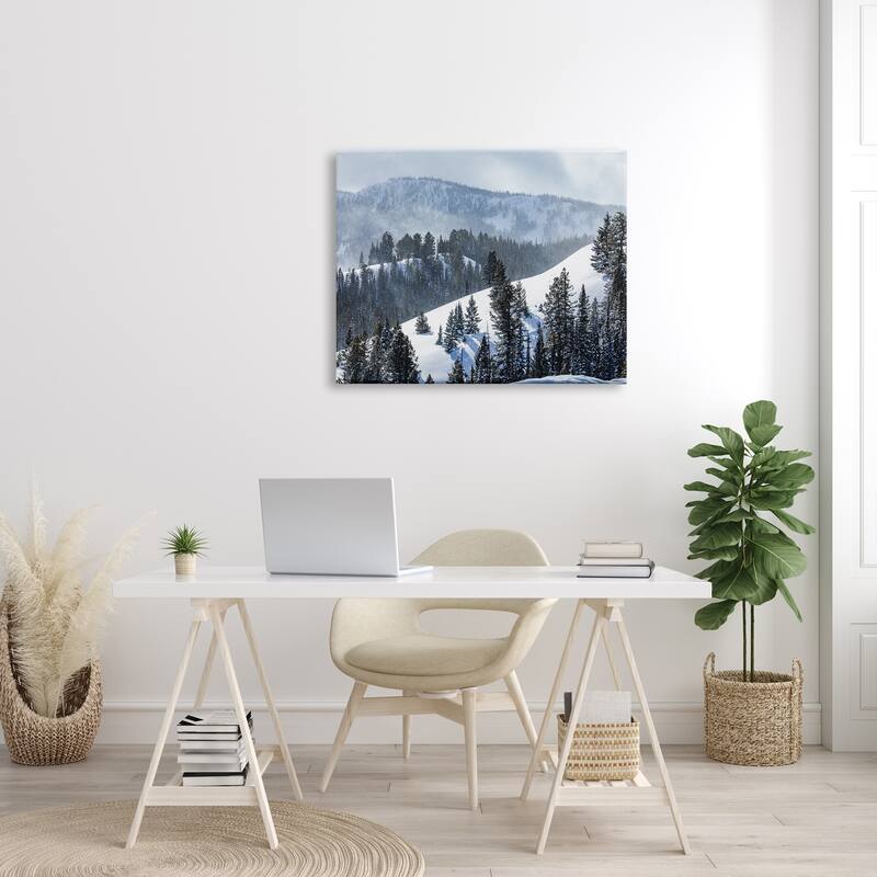 Stupell Quiet Snowy Mountain Slopes Scattered Fir Trees Canvas Wall Art, Design by Steve Smith