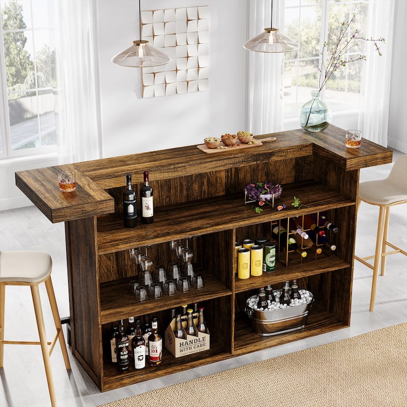4-Tier Bar Table, 70.9-Inch Large Modern Home Bar Cabinet