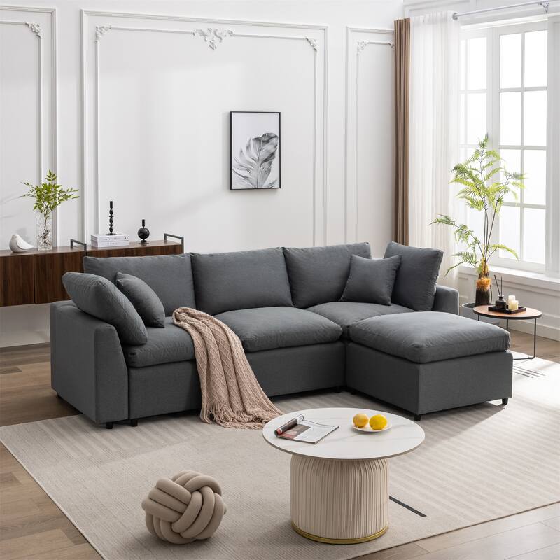 L-Shaped Convertible Sectional Sofa with Reversible Chaise