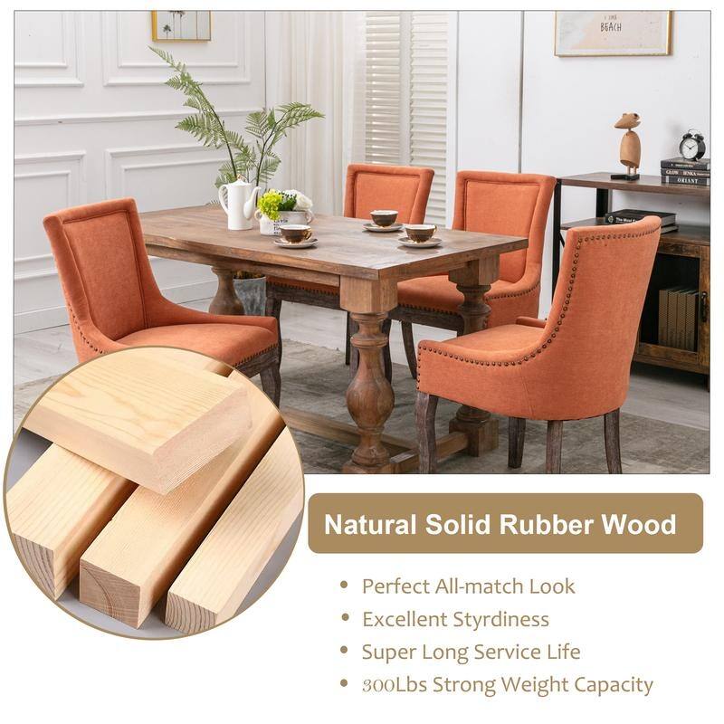 Thickened Side Dining Chair with Solid Wood Legs Set of 2