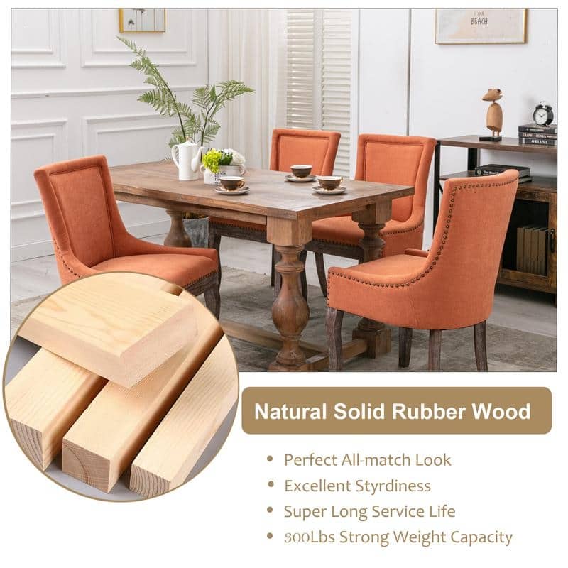 Thickened Side Dining Chair with Solid Wood Legs Set of 6